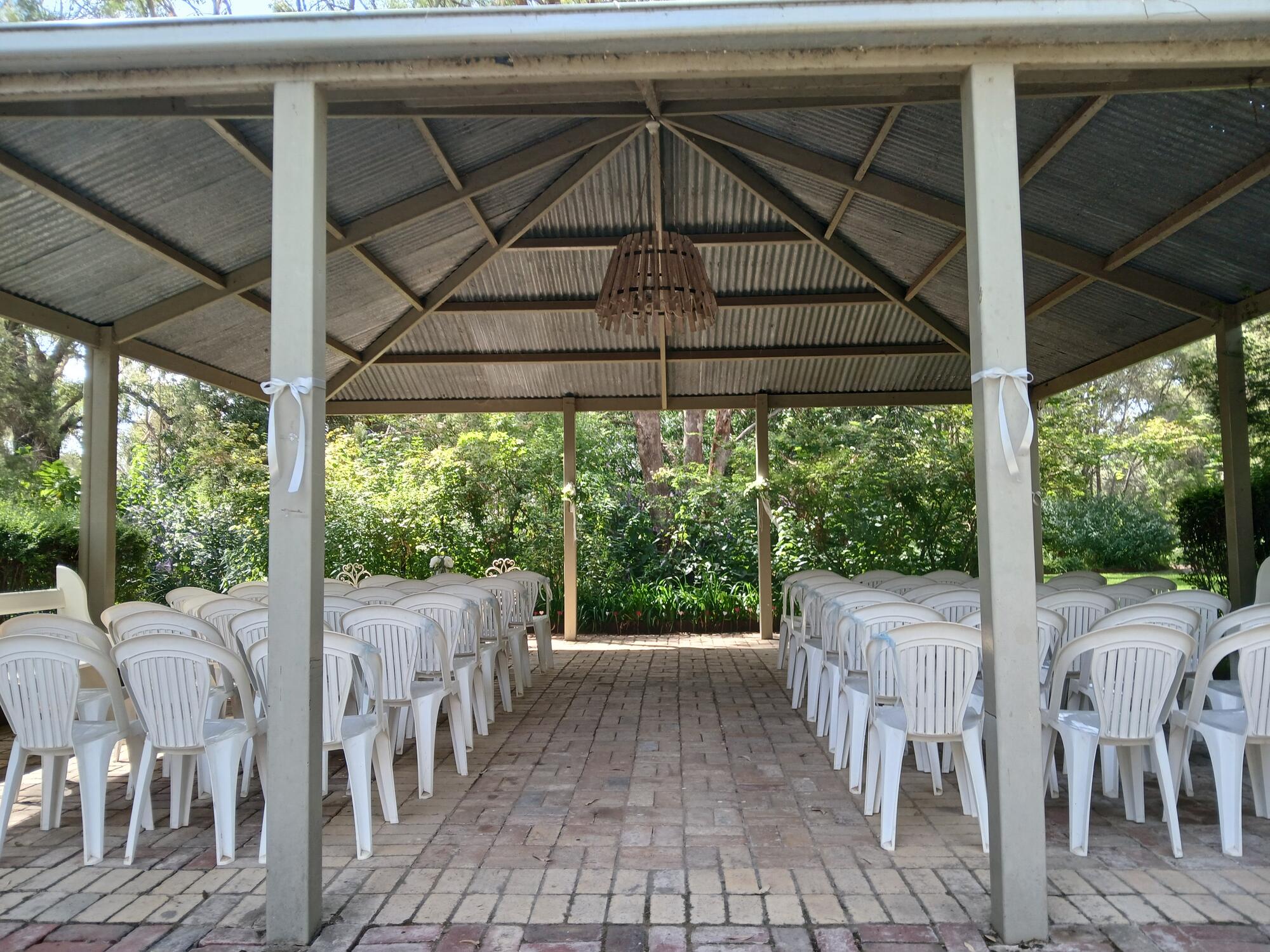 Riverbank building set up for a reception